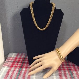 Gold necklace and bracelet